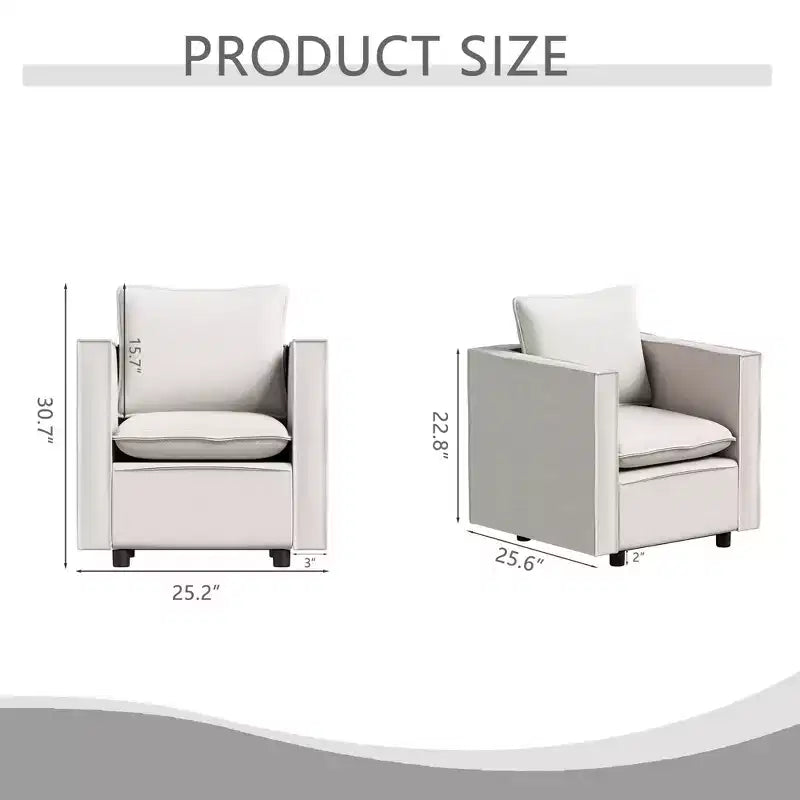 Fauteuil simple beige, Chaises décoratives avec coussin d'assise moelleux Fauteuils pour salle de lecture Salon