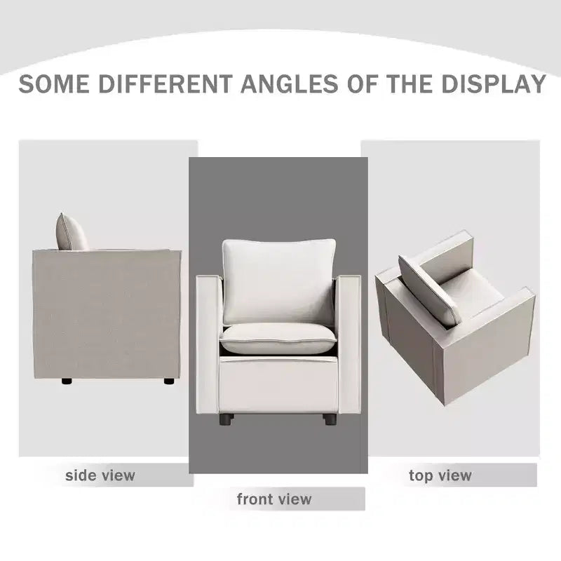 Fauteuil simple beige, Chaises décoratives avec coussin d'assise moelleux Fauteuils pour salle de lecture Salon