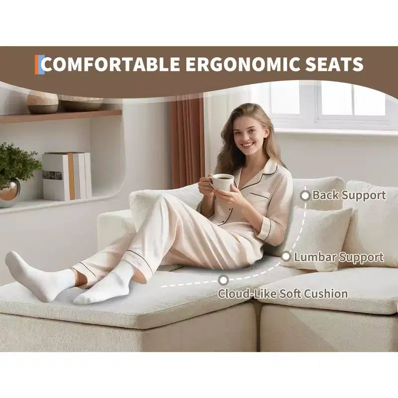 Canapé sectionnel modulaire 140 en U, Cloud Boneless avec double méridienne/ottoman et oreillers en mousse à mémoire de forme Chenille pour salon