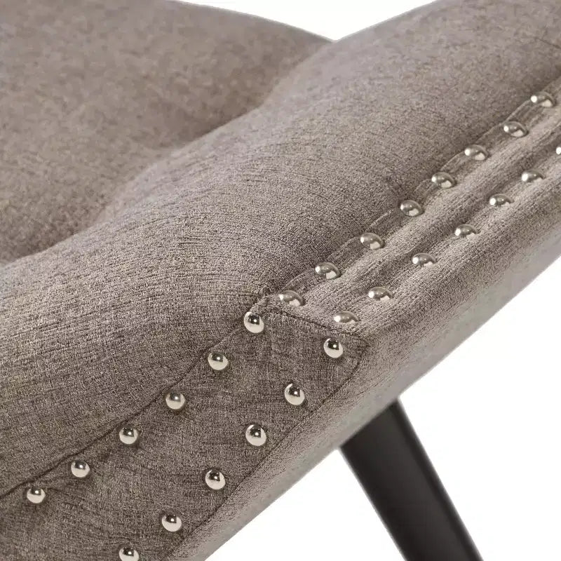 35,5 Pouces Banc Ottoman Vintage Capitonnage Touffeté, Banc de Lit D'appoint pour Chambre et Salon, Pieds en Bois de Bouleau et Clous Décoratifs, Gris
