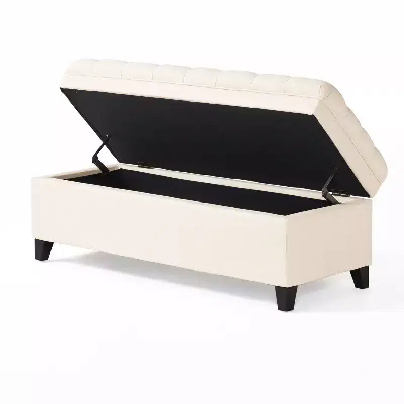 Banc d'entrée élégant avec grande capacité de rangement, pouf de rangement avec assise rembourrée, bout de lit pour le salon
