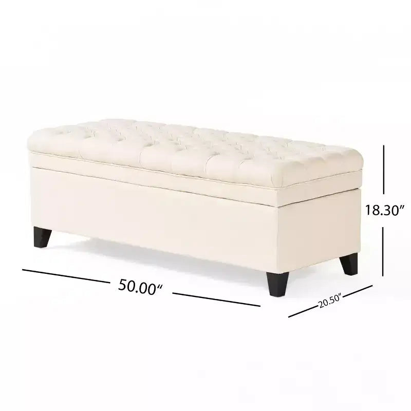 Banc d'entrée élégant avec grande capacité de rangement, pouf de rangement avec assise rembourrée, bout de lit pour le salon