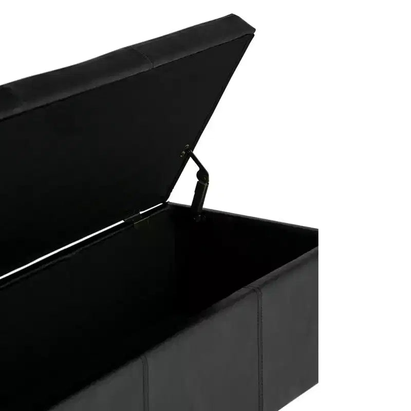 Banc de rangement ottoman de 122 cm de large avec siège rembourré, banc de rangement de bout de lit avec grand espace de rangement, repose-pieds ottoman pour le salon