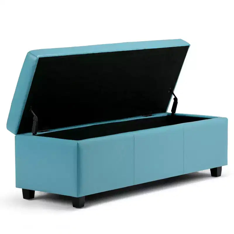 Banc de rangement ottoman de 122 cm de large avec siège rembourré, banc de rangement de bout de lit avec grand espace de rangement, repose-pieds ottoman pour le salon