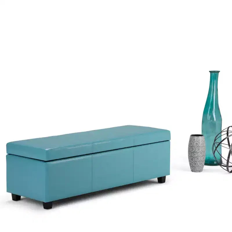 Banc de rangement ottoman de 122 cm de large avec siège rembourré, banc de rangement de bout de lit avec grand espace de rangement, repose-pieds ottoman pour le salon