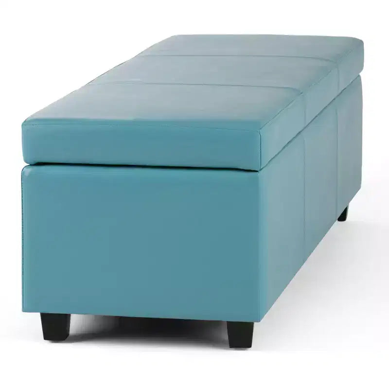 Banc de rangement ottoman de 122 cm de large avec siège rembourré, banc de rangement de bout de lit avec grand espace de rangement, repose-pieds ottoman pour le salon