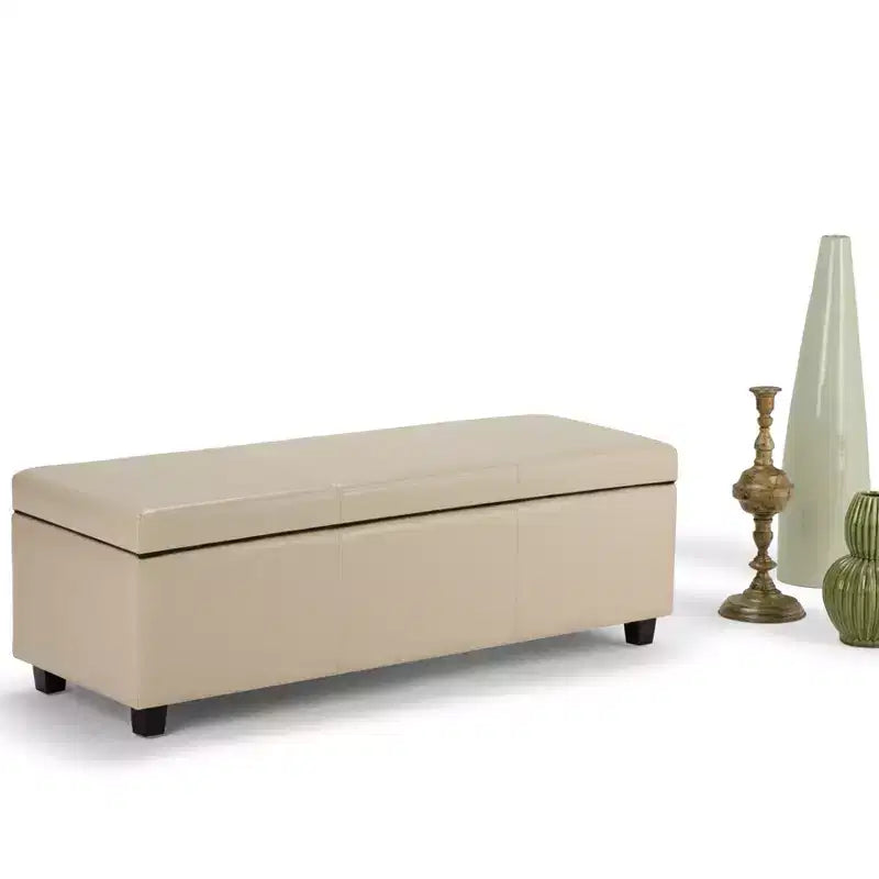 Banc de rangement ottoman de 122 cm de large avec siège rembourré, banc de rangement de bout de lit avec grand espace de rangement, repose-pieds ottoman pour le salon