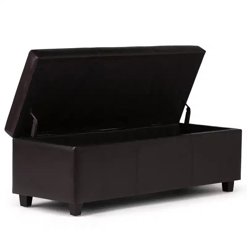 Banc de rangement ottoman de 122 cm de large avec siège rembourré, banc de rangement de bout de lit avec grand espace de rangement, repose-pieds ottoman pour le salon