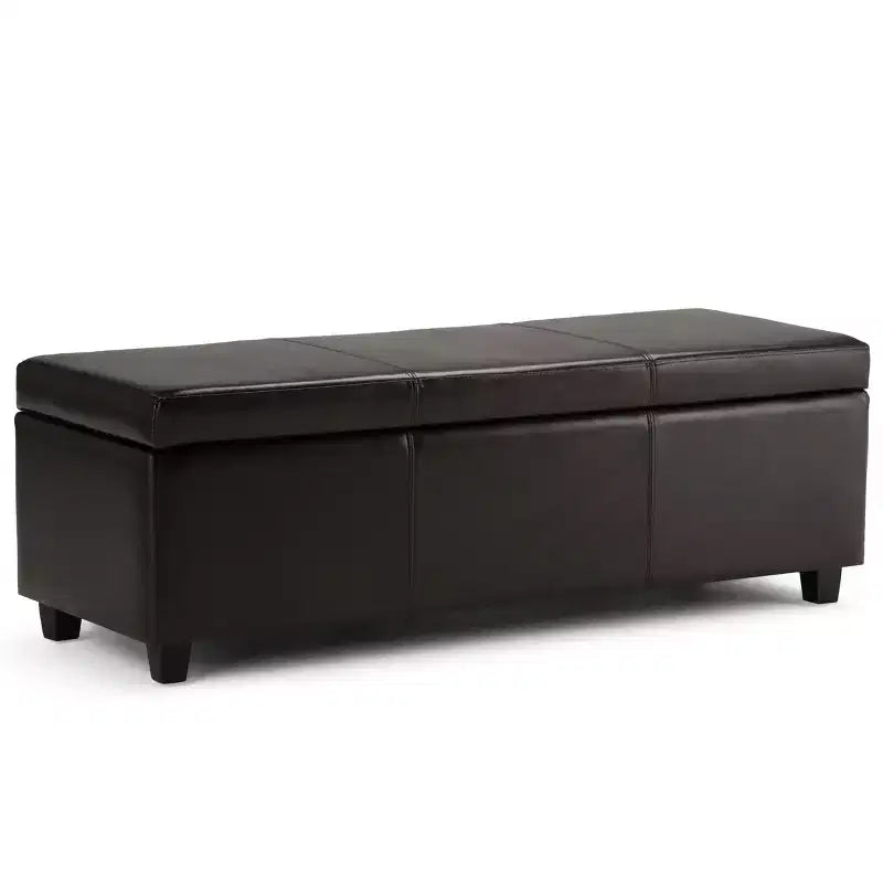 Banc de rangement ottoman de 122 cm de large avec siège rembourré, banc de rangement de bout de lit avec grand espace de rangement, repose-pieds ottoman pour le salon