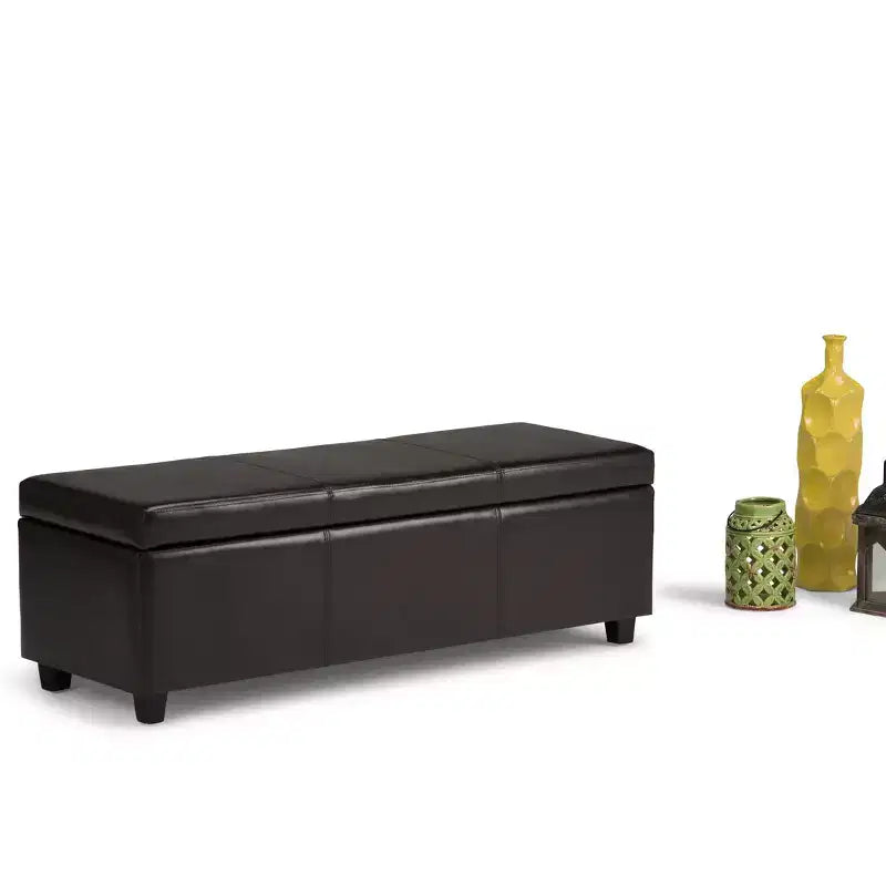 Banc de rangement ottoman de 122 cm de large avec siège rembourré, banc de rangement de bout de lit avec grand espace de rangement, repose-pieds ottoman pour le salon
