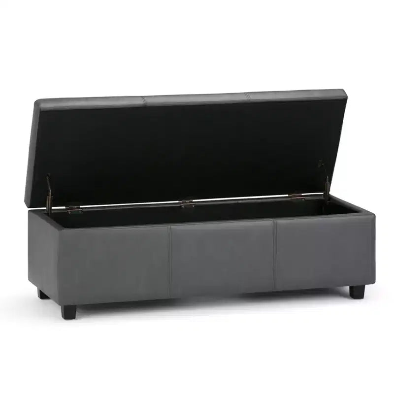 Banc de rangement ottoman de 122 cm de large avec siège rembourré, banc de rangement de bout de lit avec grand espace de rangement, repose-pieds ottoman pour le salon