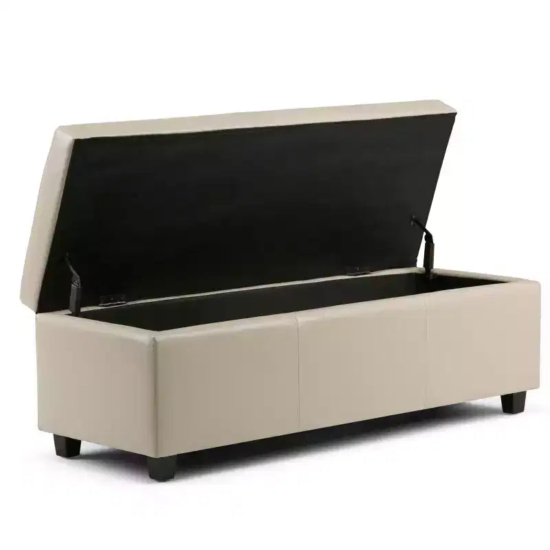 Banc de rangement ottoman de 122 cm de large avec siège rembourré, banc de rangement de bout de lit avec grand espace de rangement, repose-pieds ottoman pour le salon