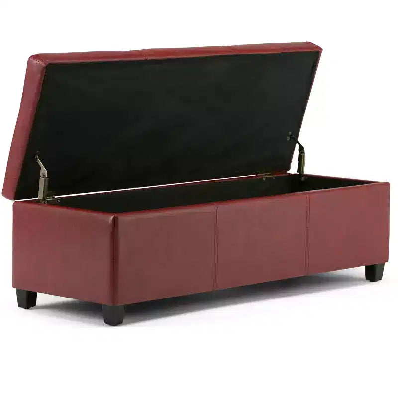 Banc de rangement ottoman de 122 cm de large avec siège rembourré, banc de rangement de bout de lit avec grand espace de rangement, repose-pieds ottoman pour le salon