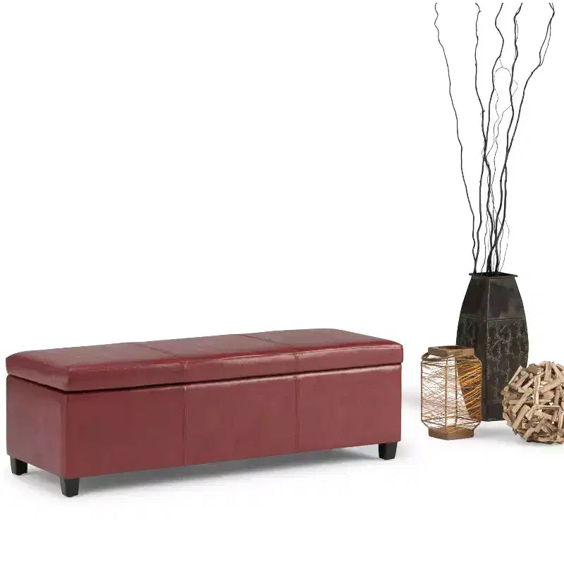 Banc de rangement ottoman de 122 cm de large avec siège rembourré, banc de rangement de bout de lit avec grand espace de rangement, repose-pieds ottoman pour le salon