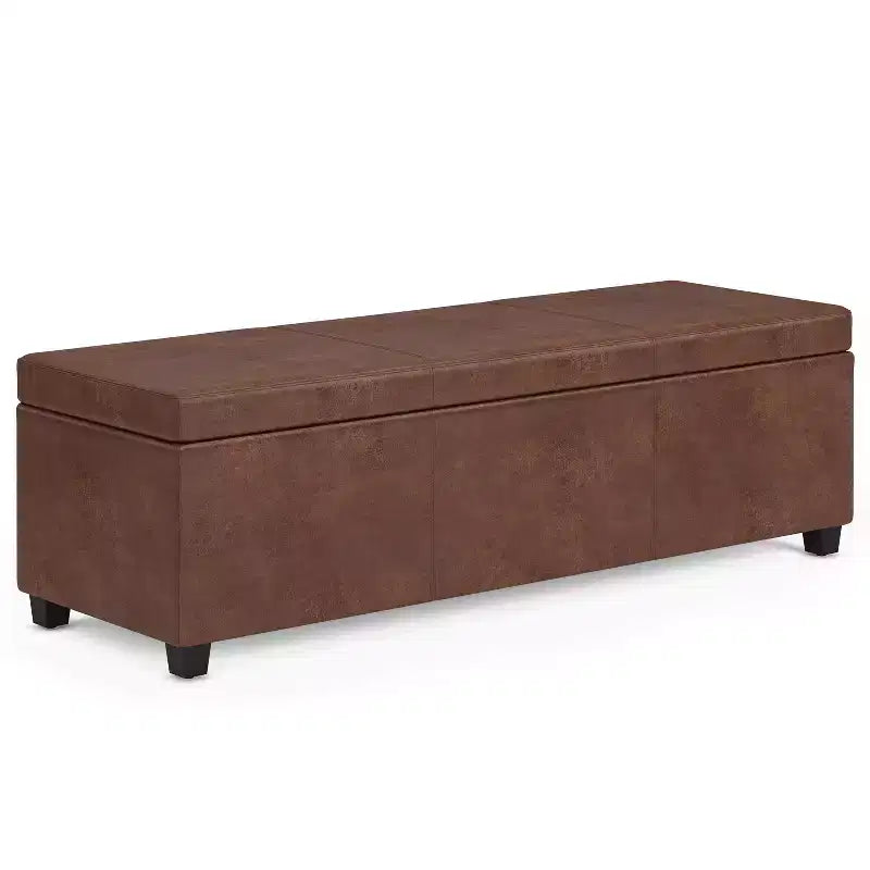 Banc de rangement ottoman de 122 cm de large avec siège rembourré, banc de rangement de bout de lit avec grand espace de rangement, repose-pieds ottoman pour le salon