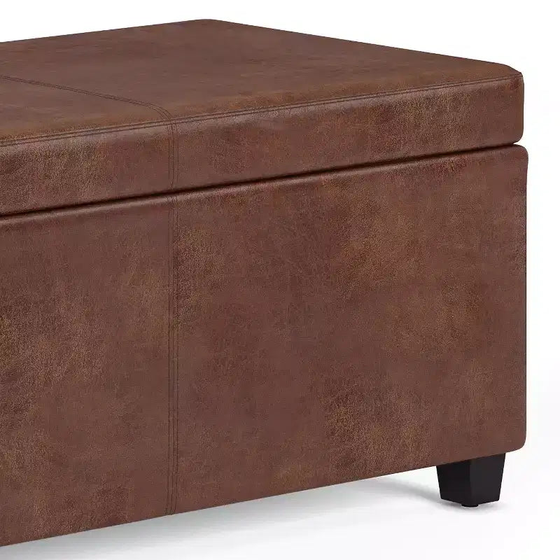 Banc de rangement ottoman de 122 cm de large avec siège rembourré, banc de rangement de bout de lit avec grand espace de rangement, repose-pieds ottoman pour le salon