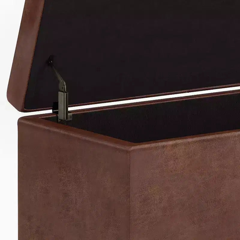Banc de rangement ottoman de 122 cm de large avec siège rembourré, banc de rangement de bout de lit avec grand espace de rangement, repose-pieds ottoman pour le salon
