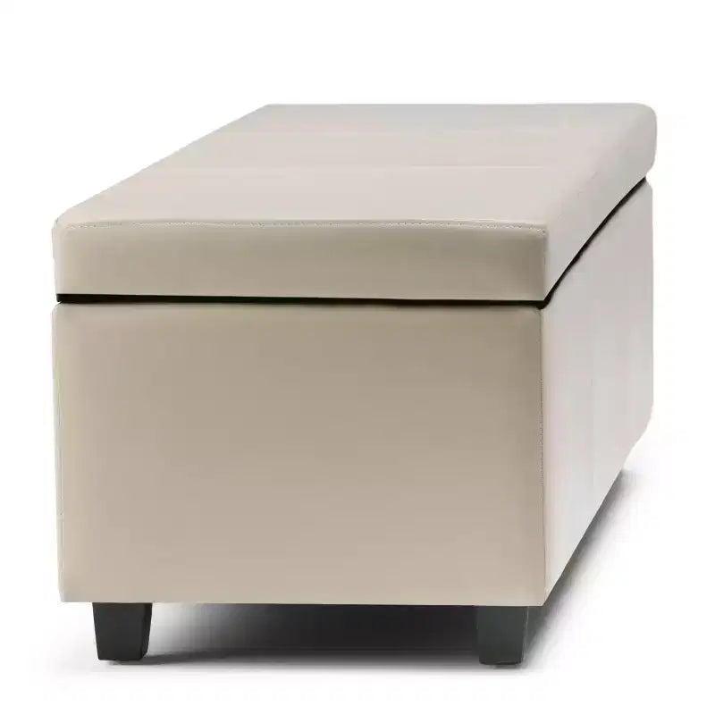 Banc de rangement ottoman de 122 cm de large avec siège rembourré, banc de rangement de bout de lit avec grand espace de rangement, repose-pieds ottoman pour le salon