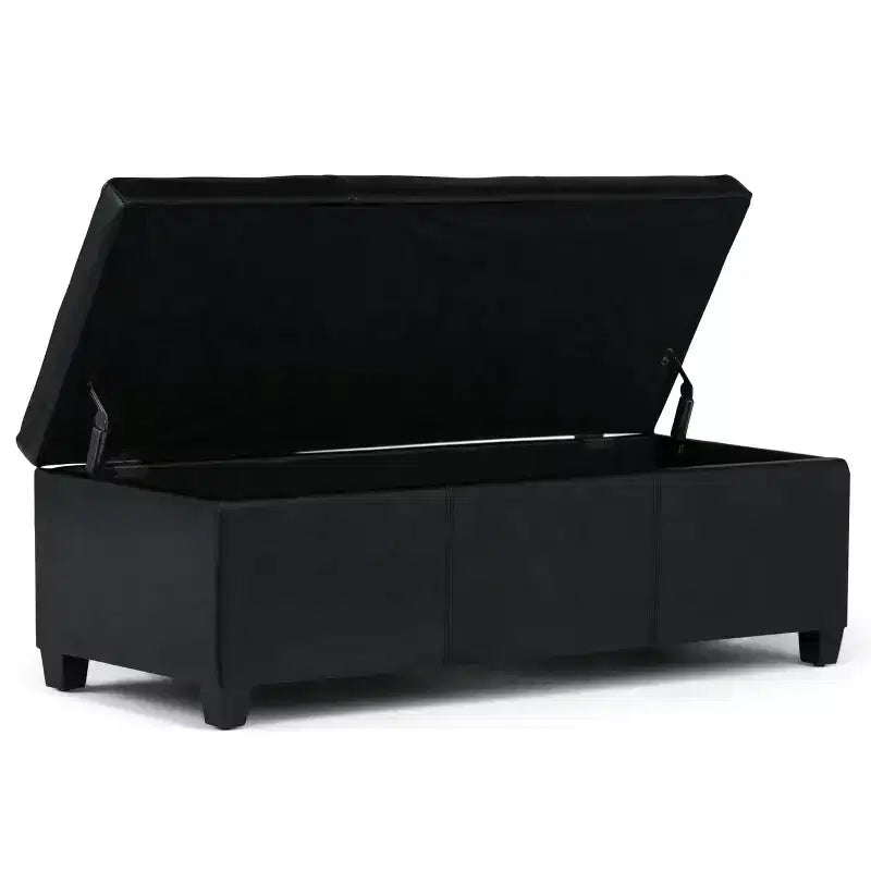 Banc de rangement ottoman de 122 cm de large avec siège rembourré, banc de rangement de bout de lit avec grand espace de rangement, repose-pieds ottoman pour le salon