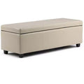 Banc de rangement ottoman de 122 cm de large avec siège rembourré, banc de rangement de bout de lit avec grand espace de rangement, repose-pieds ottoman pour le salon