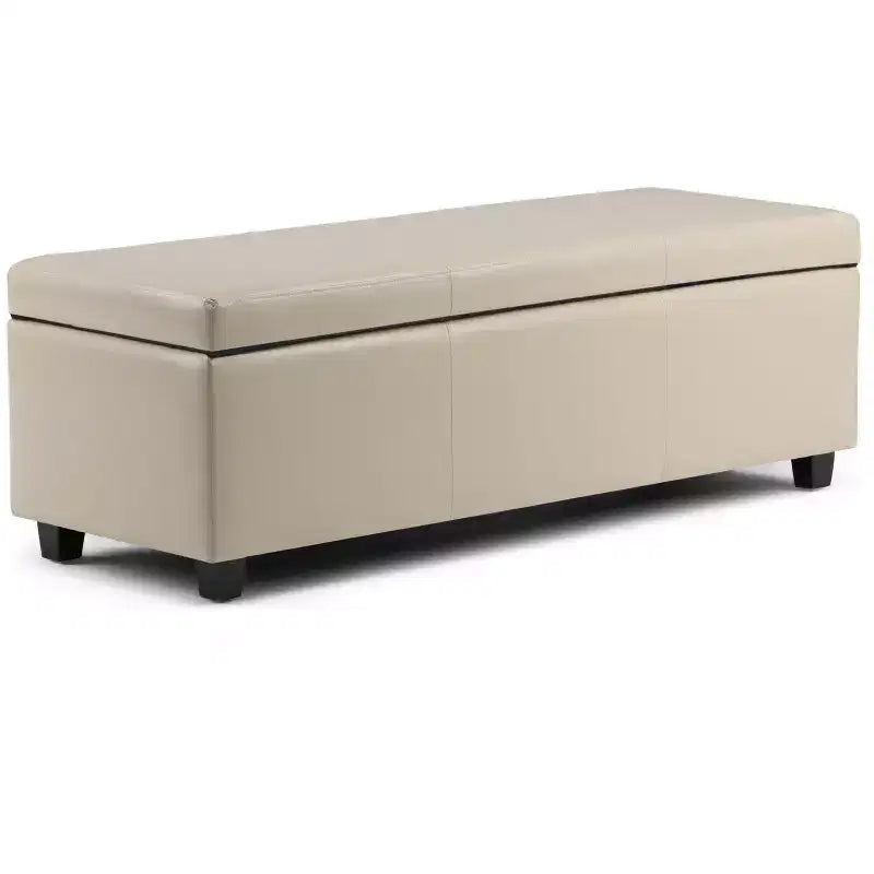Banc de rangement ottoman de 122 cm de large avec siège rembourré, banc de rangement de bout de lit avec grand espace de rangement, repose-pieds ottoman pour le salon