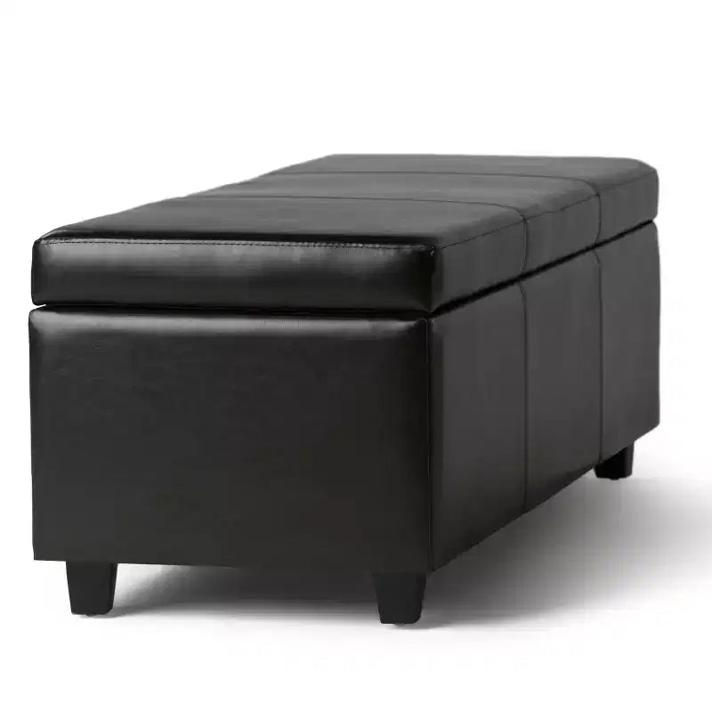 Banc de rangement ottoman de 122 cm de large avec siège rembourré, banc de rangement de bout de lit avec grand espace de rangement, repose-pieds ottoman pour le salon