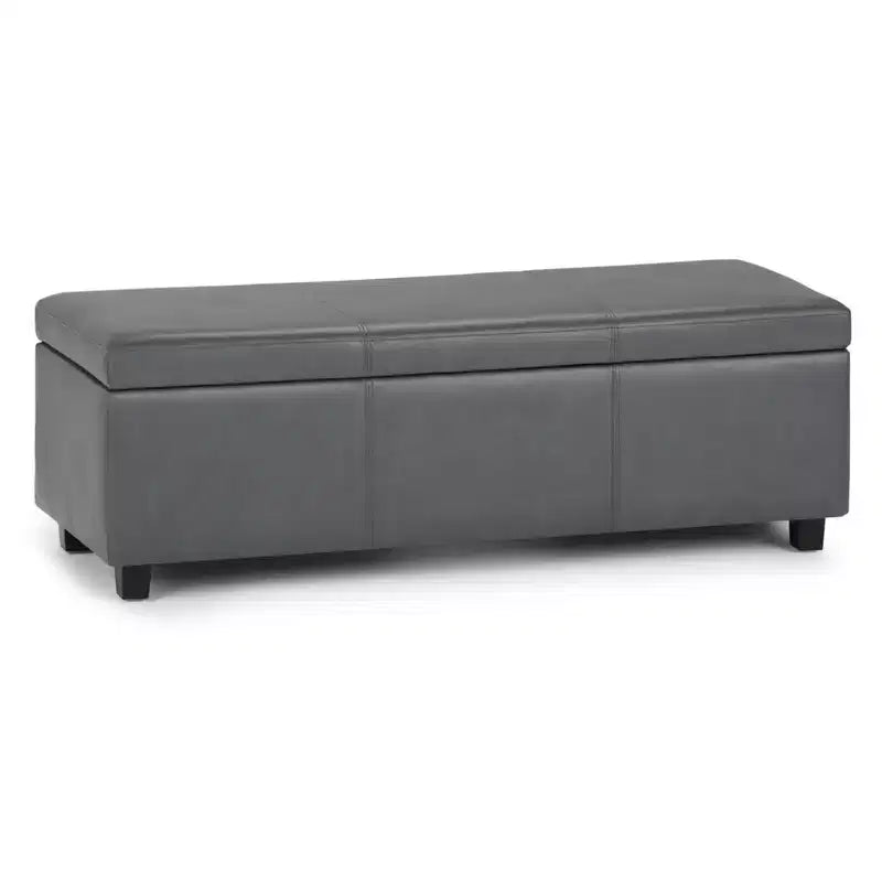 Banc de rangement ottoman de 122 cm de large avec siège rembourré, banc de rangement de bout de lit avec grand espace de rangement, repose-pieds ottoman pour le salon