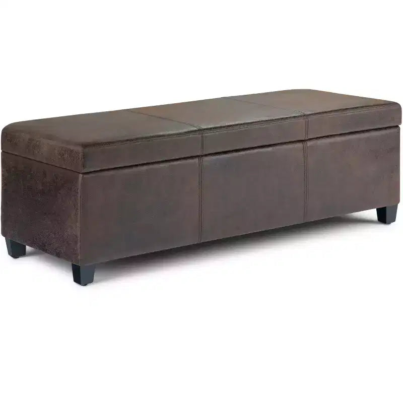Banc de rangement ottoman de 122 cm de large avec siège rembourré, banc de rangement de bout de lit avec grand espace de rangement, repose-pieds ottoman pour le salon