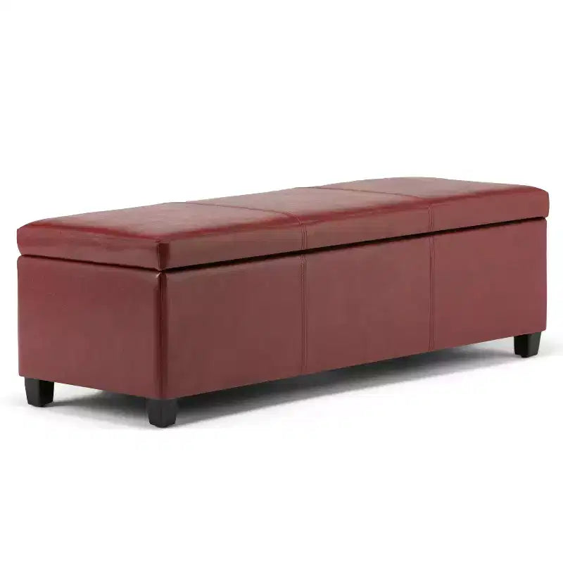 Banc de rangement ottoman de 122 cm de large avec siège rembourré, banc de rangement de bout de lit avec grand espace de rangement, repose-pieds ottoman pour le salon