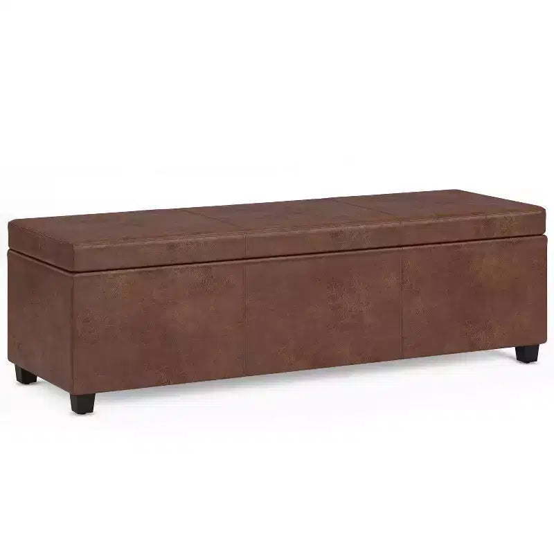 Banc de rangement ottoman de 122 cm de large avec siège rembourré, banc de rangement de bout de lit avec grand espace de rangement, repose-pieds ottoman pour le salon