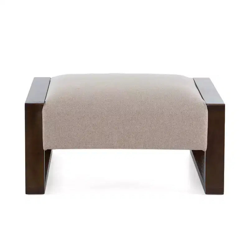 Banc Ottoman rembourré, Banc moderne confortable rembourré avec pieds en bois, Capacité de poids de 136 kg, Tabouret repose-pieds rectangulaire