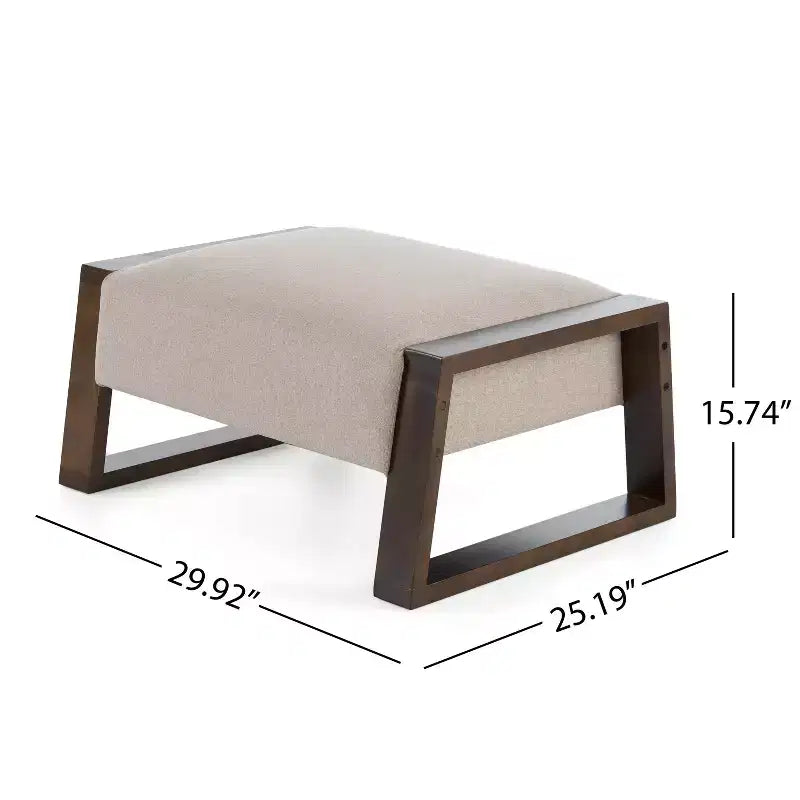 Banc Ottoman rembourré, Banc moderne confortable rembourré avec pieds en bois, Capacité de poids de 136 kg, Tabouret repose-pieds rectangulaire