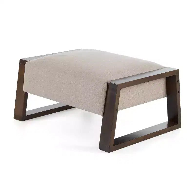 Banc Ottoman rembourré, Banc moderne confortable rembourré avec pieds en bois, Capacité de poids de 136 kg, Tabouret repose-pieds rectangulaire