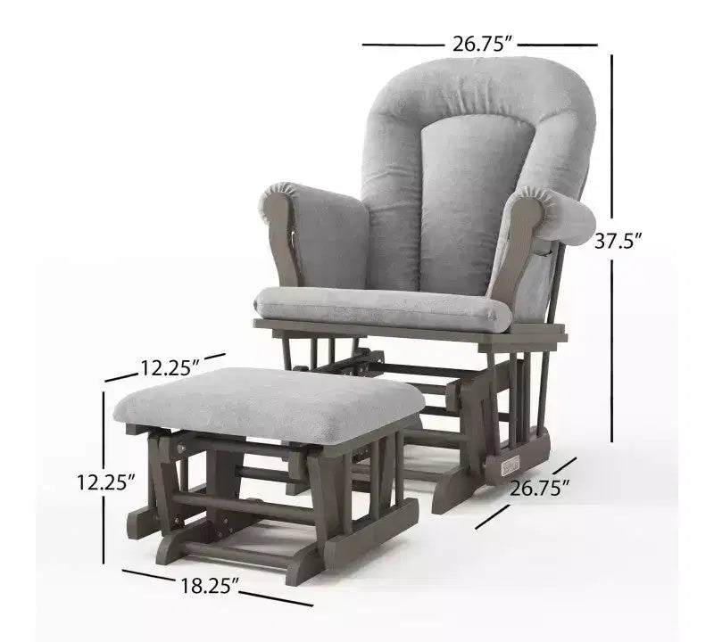 Fauteuil à bascule et pouf Child Craft Cozy Glider, coussin rembourré avec poches de rangement pratiques, base et cadre en bois massif