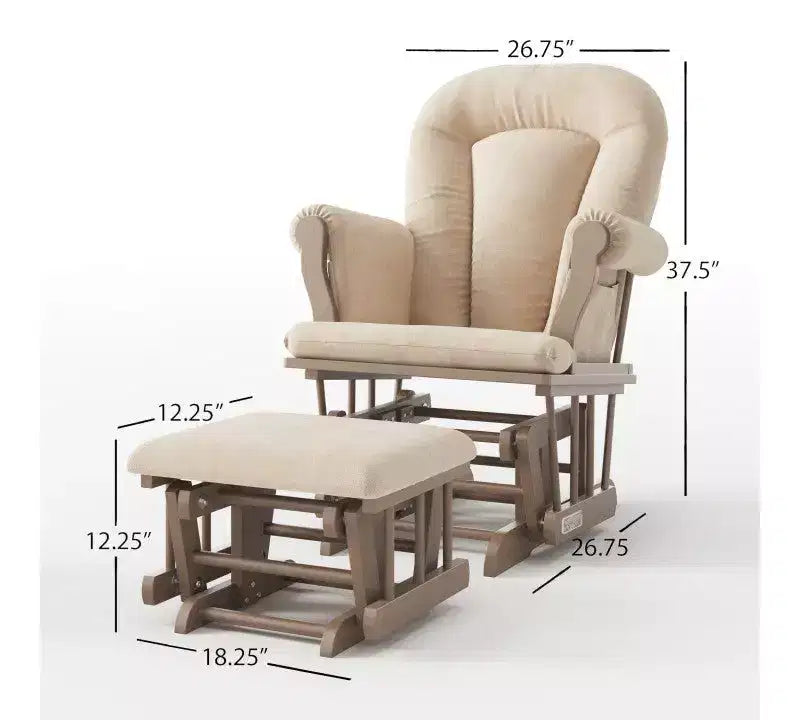 Fauteuil à bascule et pouf Child Craft Cozy Glider, coussin rembourré avec poches de rangement pratiques, base et cadre en bois massif