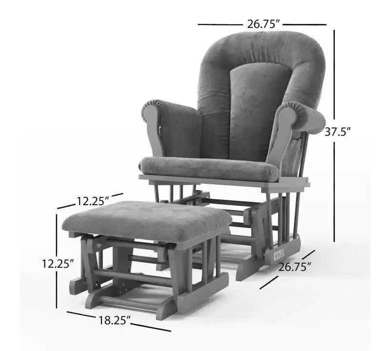 Fauteuil à bascule et pouf Child Craft Cozy Glider, coussin rembourré avec poches de rangement pratiques, base et cadre en bois massif