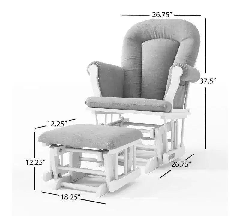 Fauteuil à bascule et pouf Child Craft Cozy Glider, coussin rembourré avec poches de rangement pratiques, base et cadre en bois massif