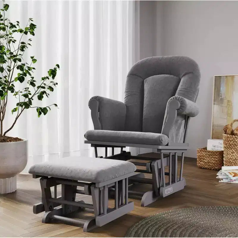 Fauteuil à bascule et pouf Child Craft Cozy Glider, coussin rembourré avec poches de rangement pratiques, base et cadre en bois massif