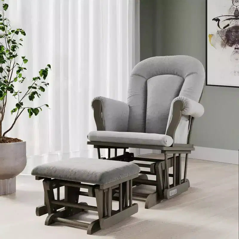 Fauteuil à bascule et pouf Child Craft Cozy Glider, coussin rembourré avec poches de rangement pratiques, base et cadre en bois massif
