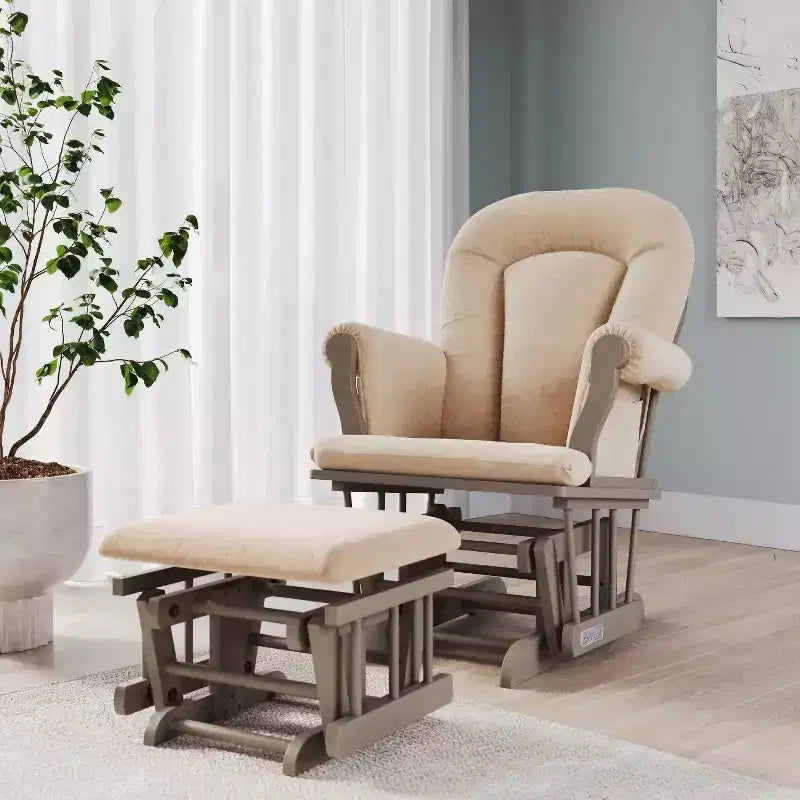 Fauteuil à bascule et pouf Child Craft Cozy Glider, coussin rembourré avec poches de rangement pratiques, base et cadre en bois massif