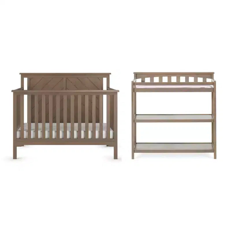 Ensemble de chambre de bébé 2 pièces Child Craft Hampton comprenant un lit de bébé convertible 4-en-1 à dessus plat et une table à langer
