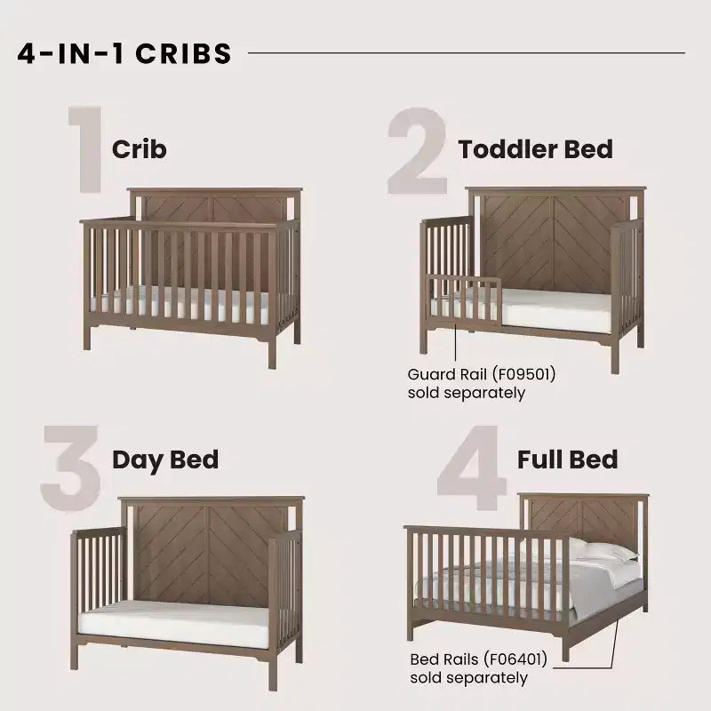 Ensemble de chambre de bébé 2 pièces Child Craft Hampton comprenant un lit de bébé convertible 4-en-1 à dessus plat et une table à langer