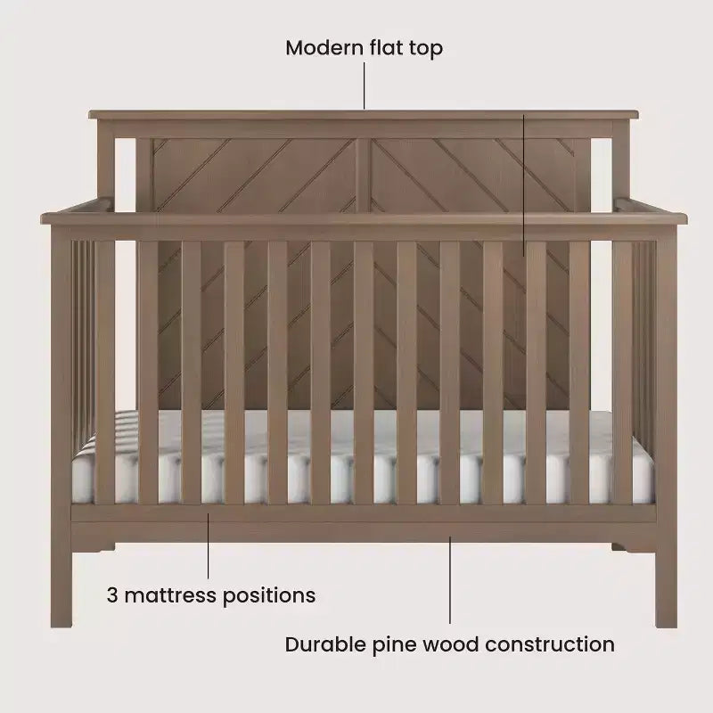 Ensemble de chambre de bébé 2 pièces Child Craft Hampton comprenant un lit de bébé convertible 4-en-1 à dessus plat et une table à langer