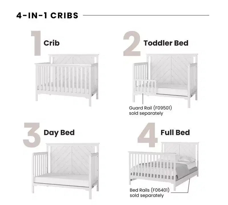 Ensemble de chambre de bébé 2 pièces Child Craft Hampton comprenant un lit de bébé convertible 4-en-1 à dessus plat et une table à langer