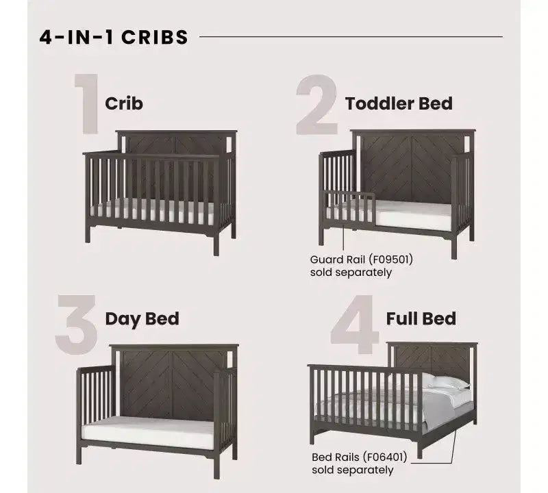 Ensemble de chambre de bébé 2 pièces Child Craft Hampton comprenant un lit de bébé convertible 4-en-1 à dessus plat et une table à langer