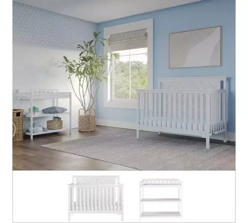 Ensemble de chambre de bébé 2 pièces Child Craft Hampton comprenant un lit de bébé convertible 4-en-1 à dessus plat et une table à langer