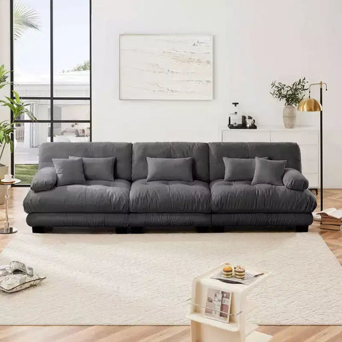 MAYEERTY 3 Seater Sectional Sofa Modular Deep Seat Couch for Living Room Gray