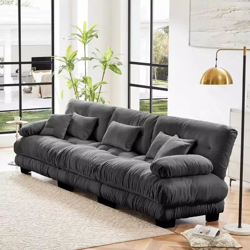 Canapé sectionnel 3 places modulaire avec sièges profonds pour salon, gris