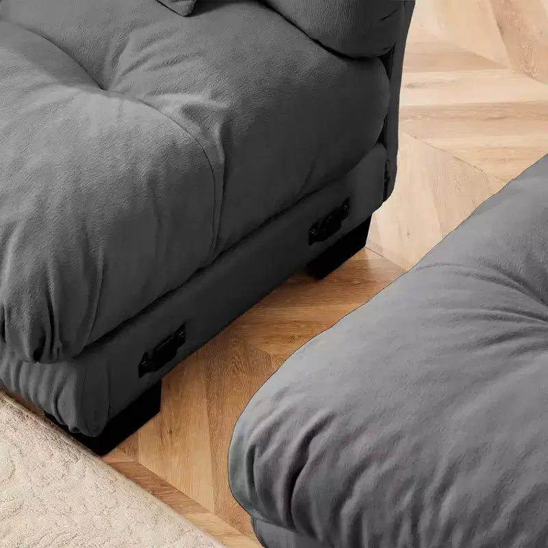 Canapé sectionnel 3 places modulaire avec sièges profonds pour salon, gris