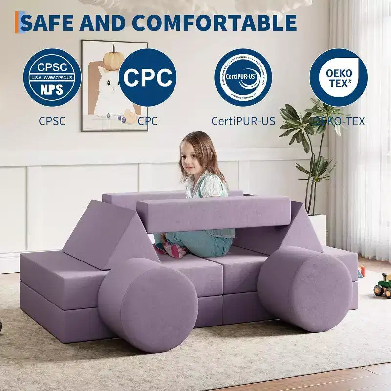 Canapé de jeu modulable 13 pièces - Canapé convertible pour enfant avec housses douces lavables - Fauteuil de sol en mousse pour salle de jeux, salon ou chambre à coucher